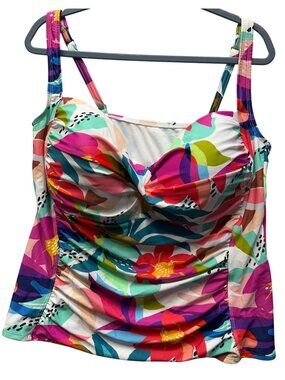 Liz Claiborne Plus Size 22W Tropical Printed Tankini Swim TOP ONLY